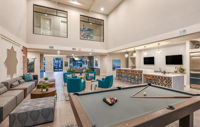 Club Room with Billiards at Lyra Luxury Apartments Near Downtown Sarasota, FL