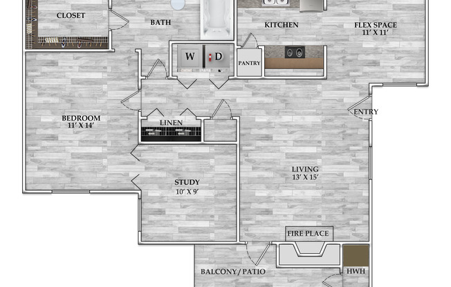 1 bed, 1 bath, 876 sqft, $850, Unit 0344