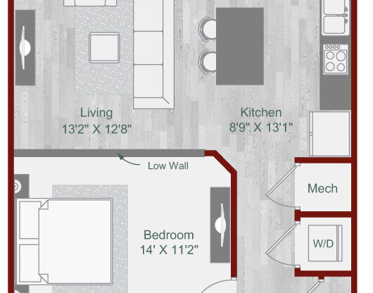 1 bed, 1 bath, 701 sqft, $1,583