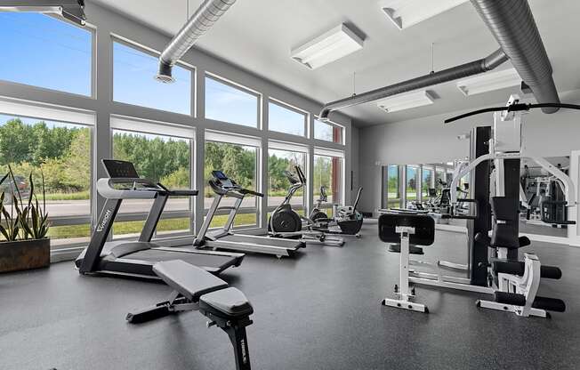 A Spacious Fitness Center with Machines for Many Types of Workouts  at Brooklyn West, Missoula, Montana