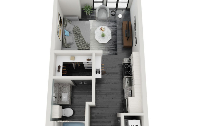 Studio, 1 bath, 418 sqft, $1,309