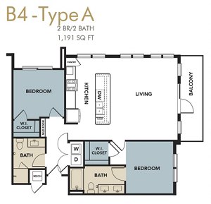 2 beds, 2 baths, 1,191 sqft, $2,725