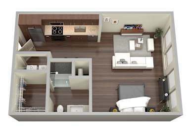 Studio, 1 bath, 518 sqft, $1,233