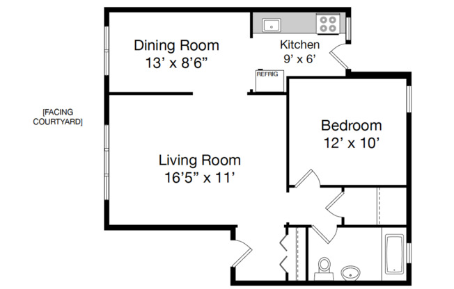 1 bed, 1 bath, 700 sqft, $1,350