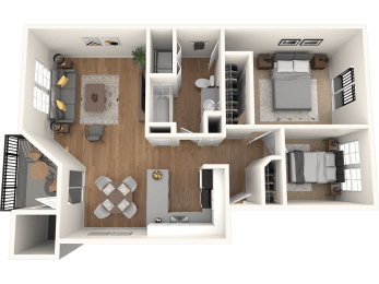 2 beds, 1 bath, 890 sqft, $1,559