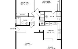 2 beds, 2 baths, 1,241 sqft, $3,020