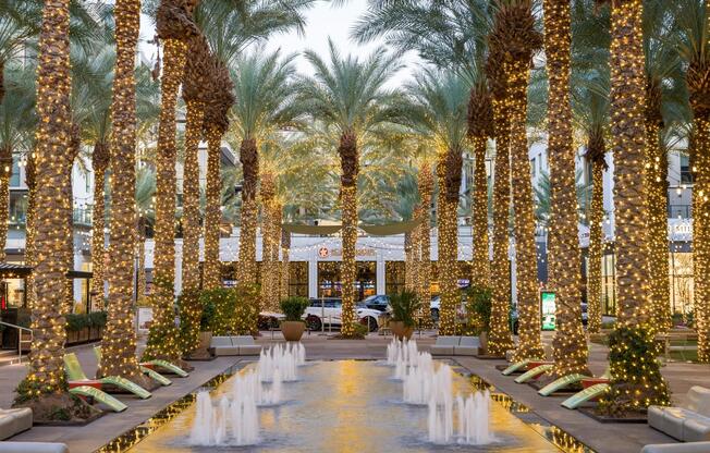 Find serenity by The Quad fountain. A stunning centerpiece surrounded by luxury shopping and dining.