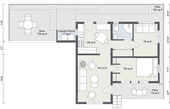 2 beds, 1 bath, 600 sqft, $4,295, Unit 144