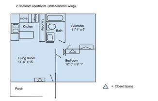 2 beds, 1 bath, 712 sqft, $835, Unit 413A