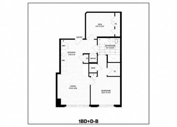 1 bed, 1 bath, 834 sqft, $2,478