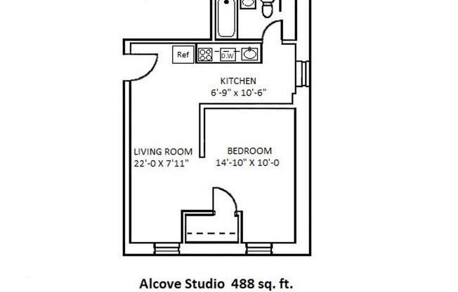 Studio, 1 bath, 305 sqft, $1,525, Unit 19