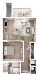 Studio, 1 bath, 631 sqft, $1,301