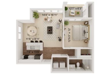 1 bed, 1 bath, 862 sqft, $1,311