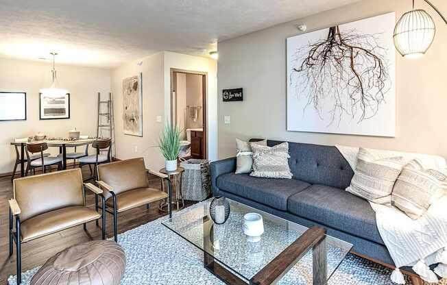 Living Room with Natural Light at Tiburon View Apartments, Omaha, NE