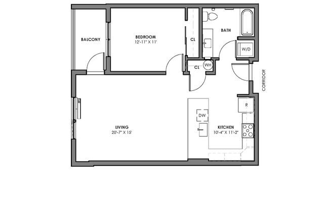 1 bed, 1 bath, 548 sqft, $1,950, Unit 207