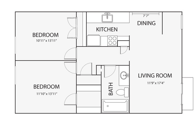 2 beds, 1 bath, 875 sqft, $1,587