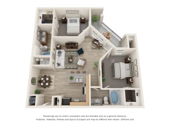 2 beds, 2 baths, 1,126 sqft, $1,785