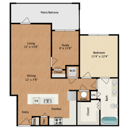 1 bed, 1 bath, 868 sqft, $1,739