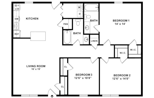 3 beds, 2 baths, 1,400 sqft, $1,680