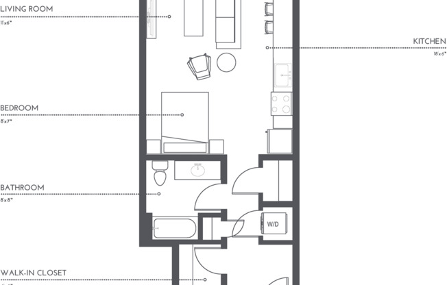 Studio, 1 bath, 478 sqft, $1,475, Unit 901