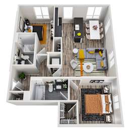 2 beds, 2 baths, 870 sqft, $2,630