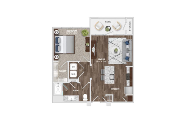 1 bed, 1 bath, 659 sqft, $1,288