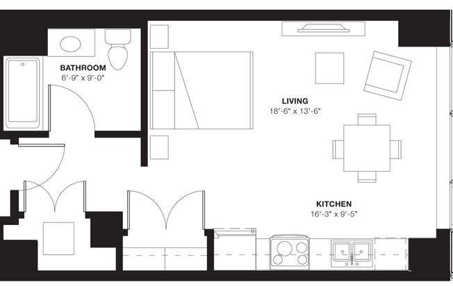 Studio, 1 bath, 504 sqft, $2,429