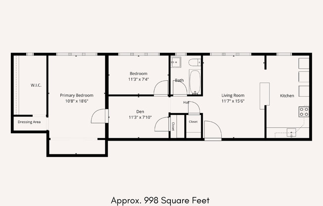 2 beds, 1 bath, 998 sqft, $1,795, Unit B03