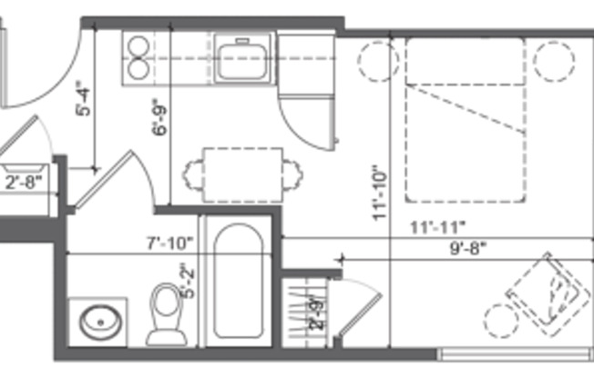 Studio, 1 bath, 241 sqft, $1,650, Unit 403
