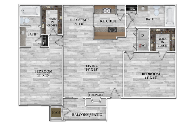 2 beds, 2 baths, 1,048 sqft, $988, Unit 0261