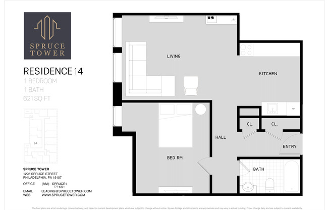 1 bed, 1 bath, 621 sqft, $1,646, Unit 814
