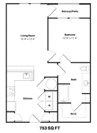 1 bed, 1 bath, 753 sqft, $1,450