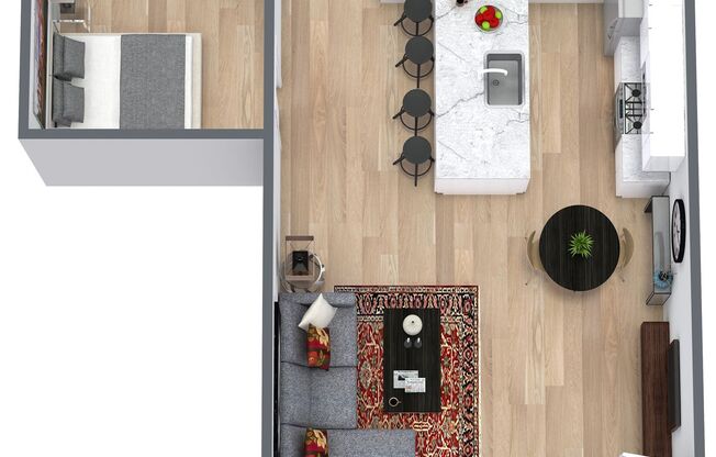 Studio, 1 bath, 606 sqft, $1,663, Unit 125