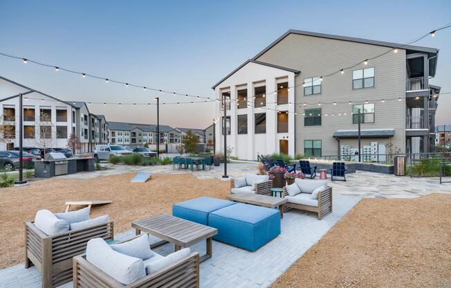 Thoughtfully designed outdoor spaces including a Beer Garden at Modera McKinney Ridge create a welcoming setting for relaxed gatherings day or night.