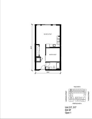 1 bed, 1 bath, 623 sqft, $2,380