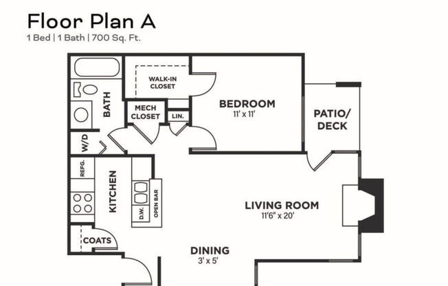 1 bed, 1 bath, 700 sqft, $1,601
