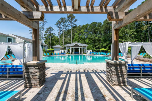 Saltwater Pool, Spa, And Sundeck With Cabanas at Linkhorn Bay Apartments, Virginia, 23451