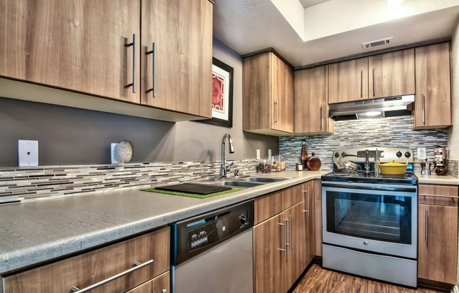 Kitchen at Desert Flower Apartment Homes.