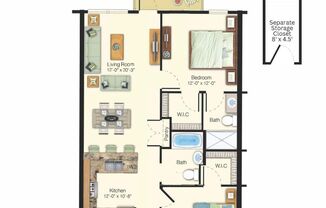 2 beds, 2 baths, 1,106 sqft, $1,710