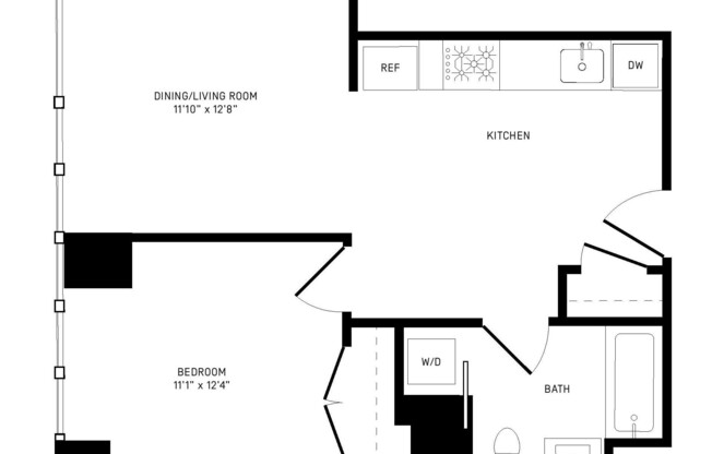 1 bed, 1 bath, 606 sqft, $4,651, Unit 21H