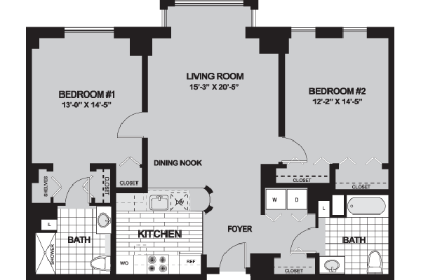 2 beds, 2 baths, 1,161 sqft, $3,522, Unit 410