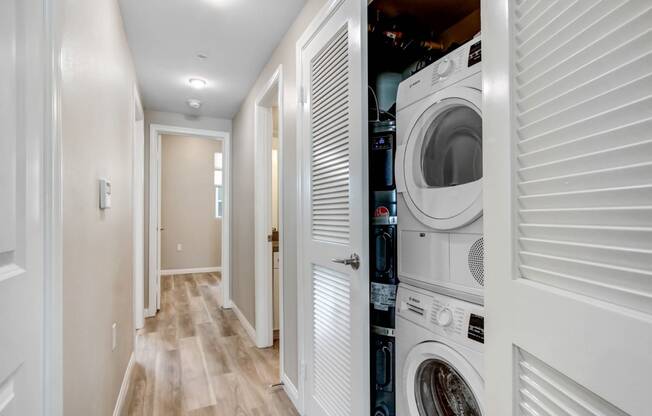 a washer and dryer in a laundry room