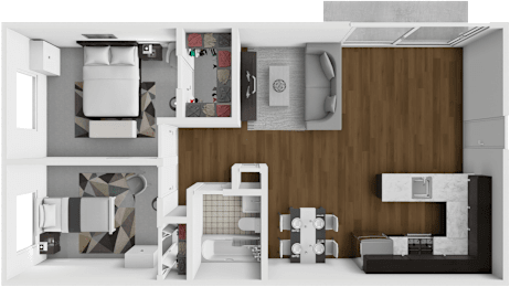 2 beds, 1 bath, 690 sqft, $1,725