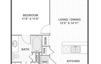 1 bed, 1 bath, 634 sqft, $1,375