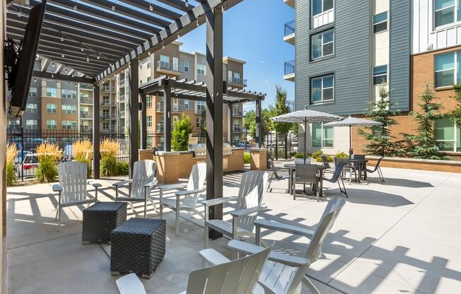 Outdoor Seating by BBQ at Arcadia Apartments