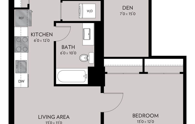 1 bed, 1 bath, 717 sqft, $1,666
