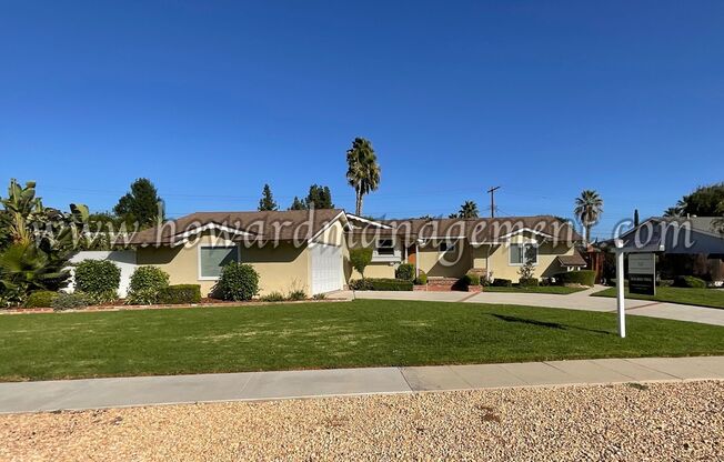 One level home with central A/C and grand backyard with pool.