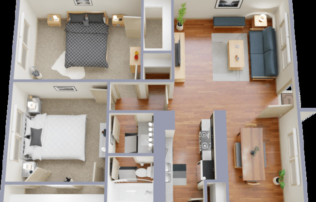 2 beds, 1 bath, 850 sqft, $1,106