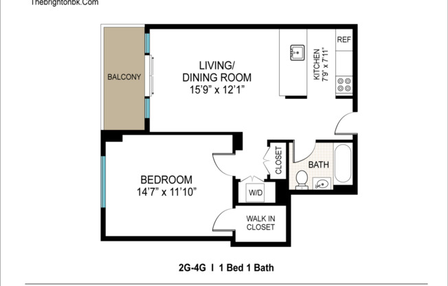 1 bed, 1 bath, 652 sqft, $2,735, Unit 2G