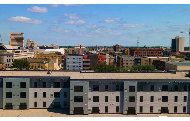 a view of the city from the top of a building at The Landing at 1001 NP, Fargo, North Dakota 58102